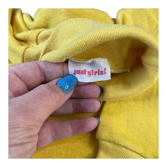 Vintage 70s Jast Girls 2pc Set Youth 5 Denim Vest Yellow Top Yarn Appliqué - Picture 12 of 16